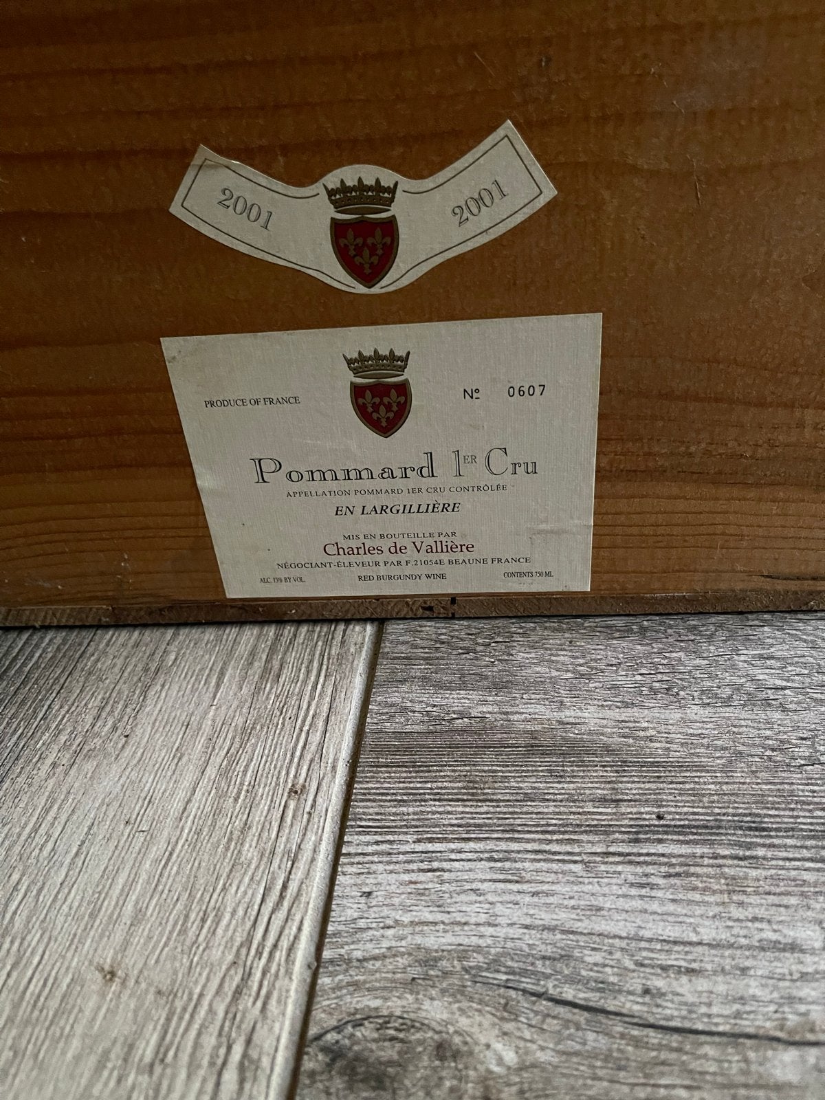 Pommard 1er Cru En Largillière 2001 - Charles de Vallière, Ophalen, Gebruikt, Frankrijk, Rode wijn