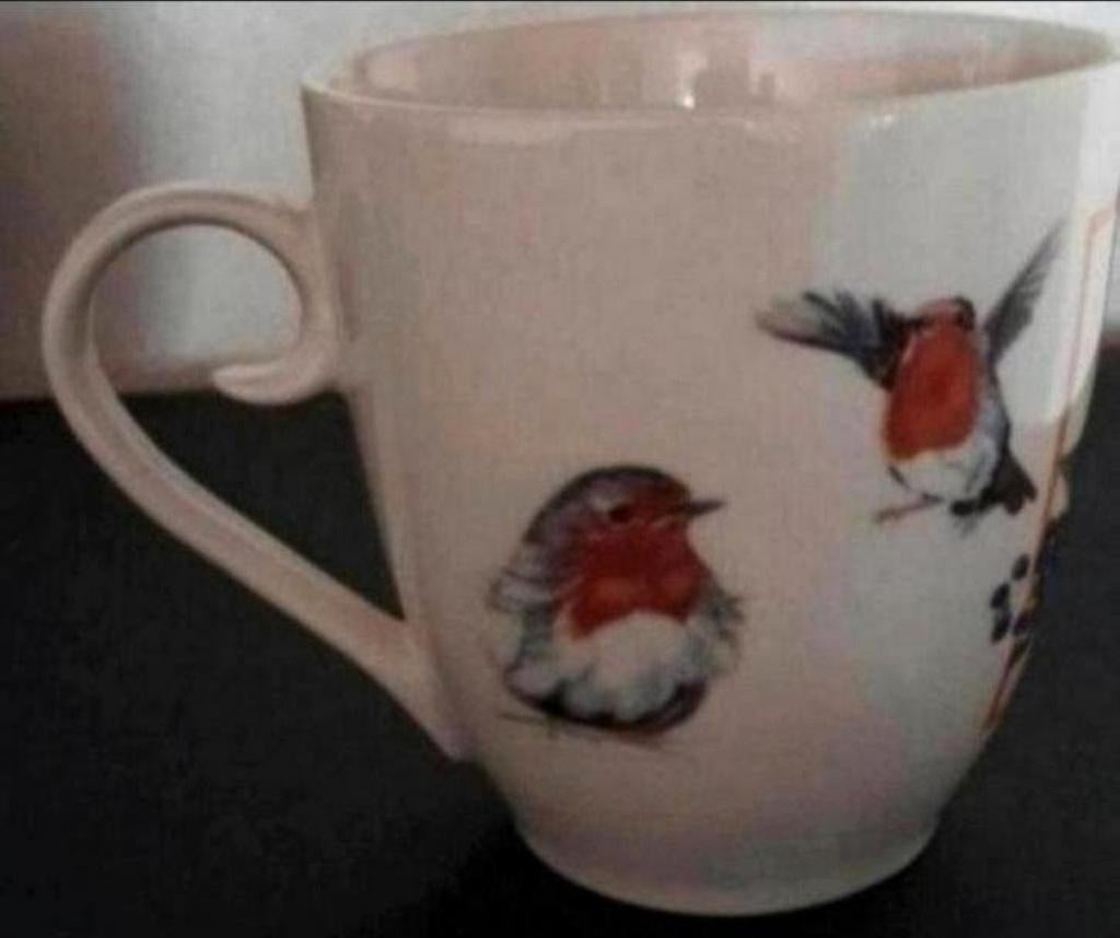 Beker Roodborstjes, Huis en Inrichting, Keuken | Servies, Ophalen of Verzenden, Zo goed als nieuw, Overige stijlen, Kop(pen) en/of Schotel(s)