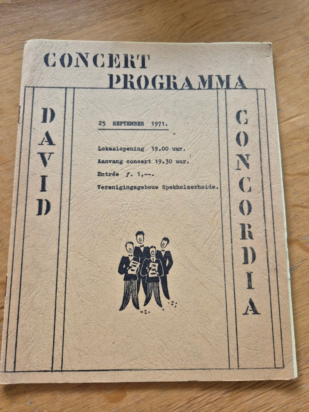 Concert programmaboekje David Concordia 1971,Spekholzerheide, Ophalen of Verzenden, Gelezen, Overige typen