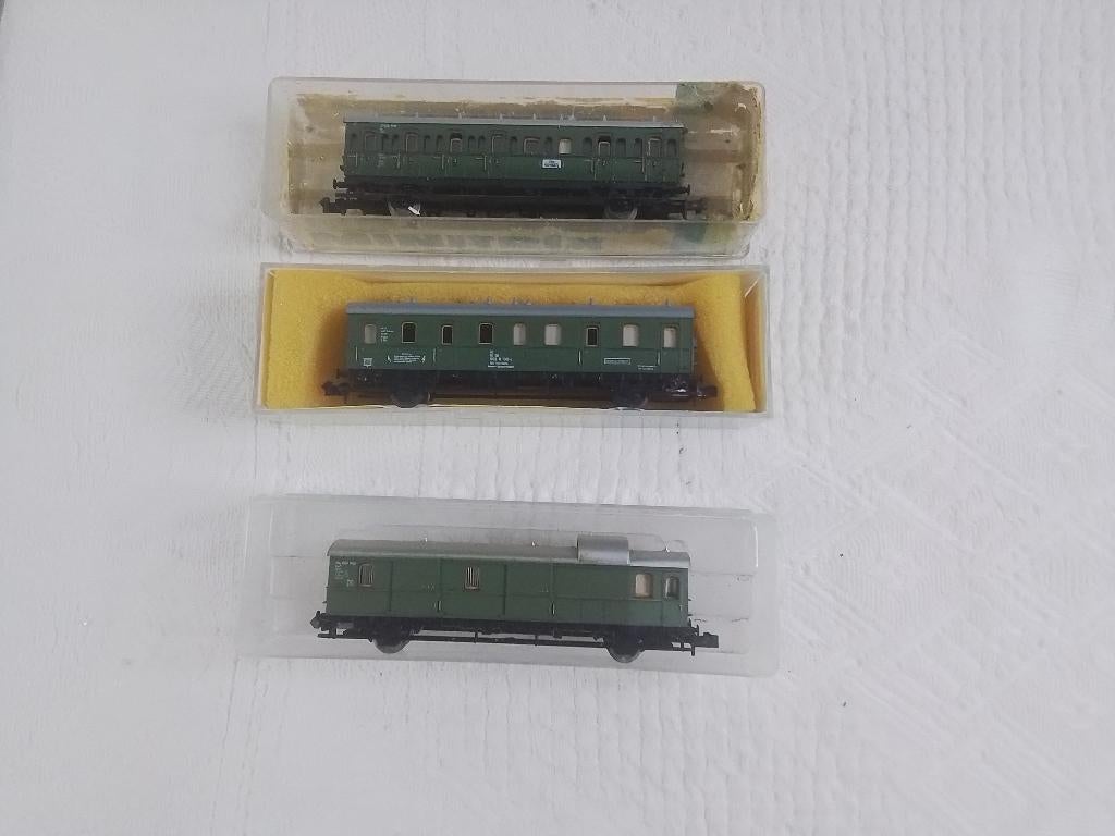 Minitrix Spur N Set von 3 Abteilwaggons, Gelijkstroom, Verzenden, Trix, Wagon