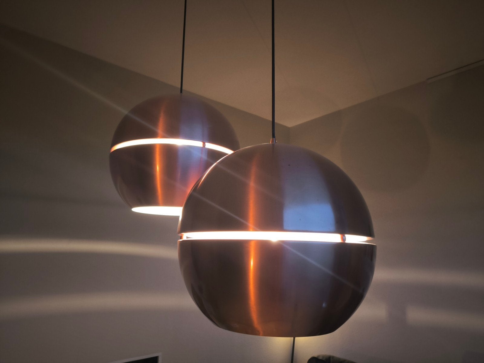 Zuiver retro 70 copper hanglamp, Ophalen, E27 (groot), Zo goed als nieuw, Metaal