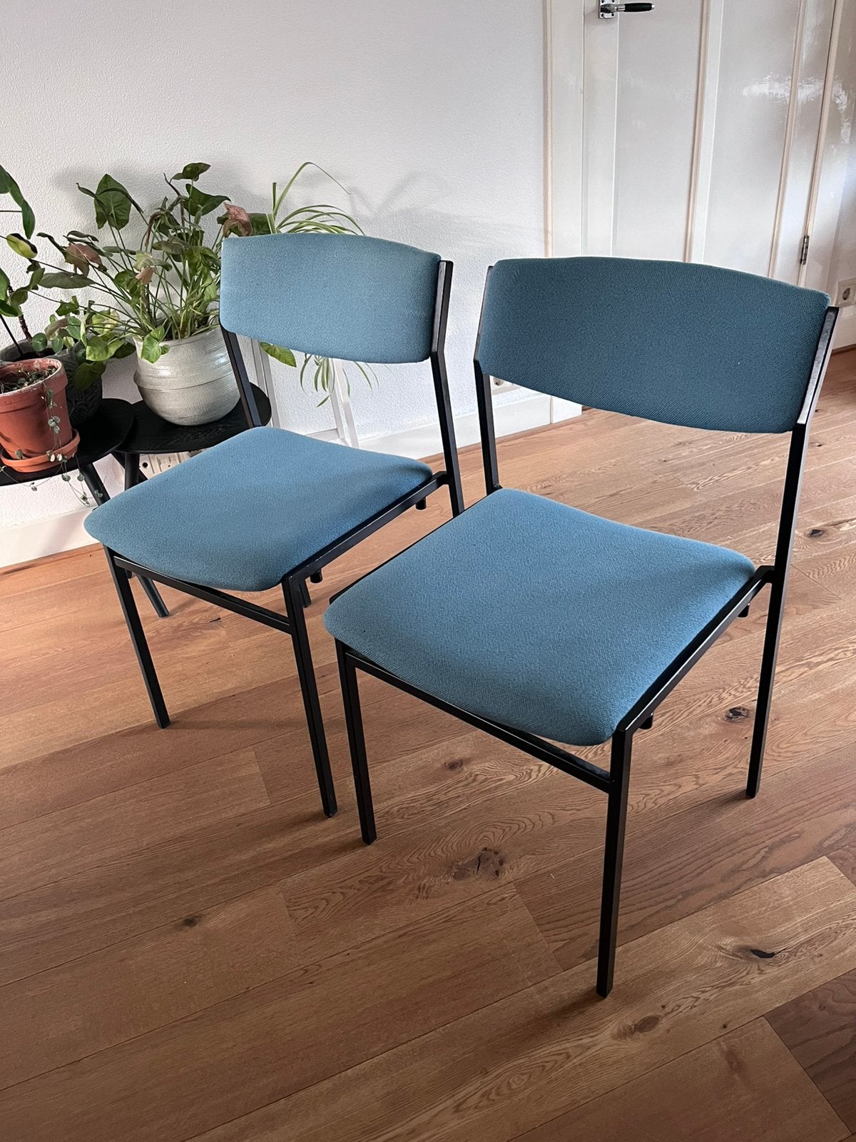 Gijs van der Sluis eetkamerstoelen - 4 stuks, Huis en Inrichting, Stoelen, Ophalen, Gebruikt, Blauw, Vier