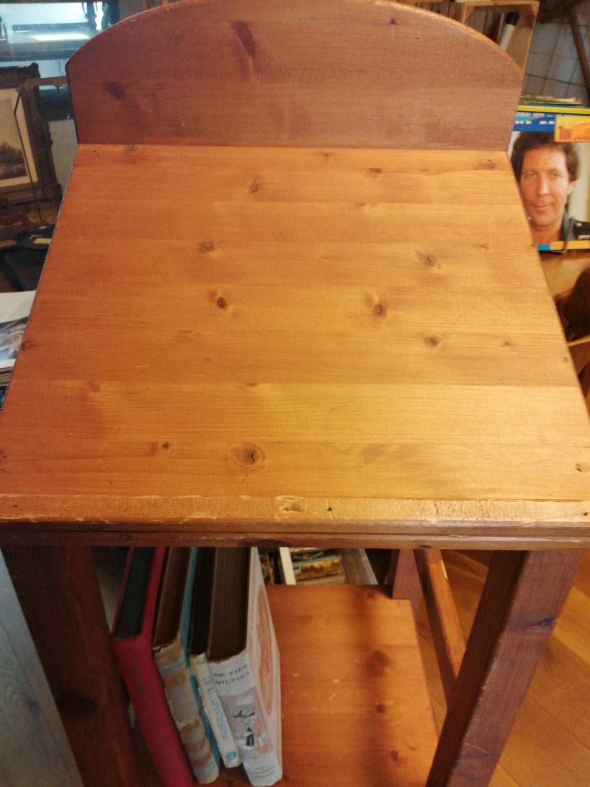 Jaren 60 houten boeken rek met lees gedeelte 135x37x32 cm., Ophalen