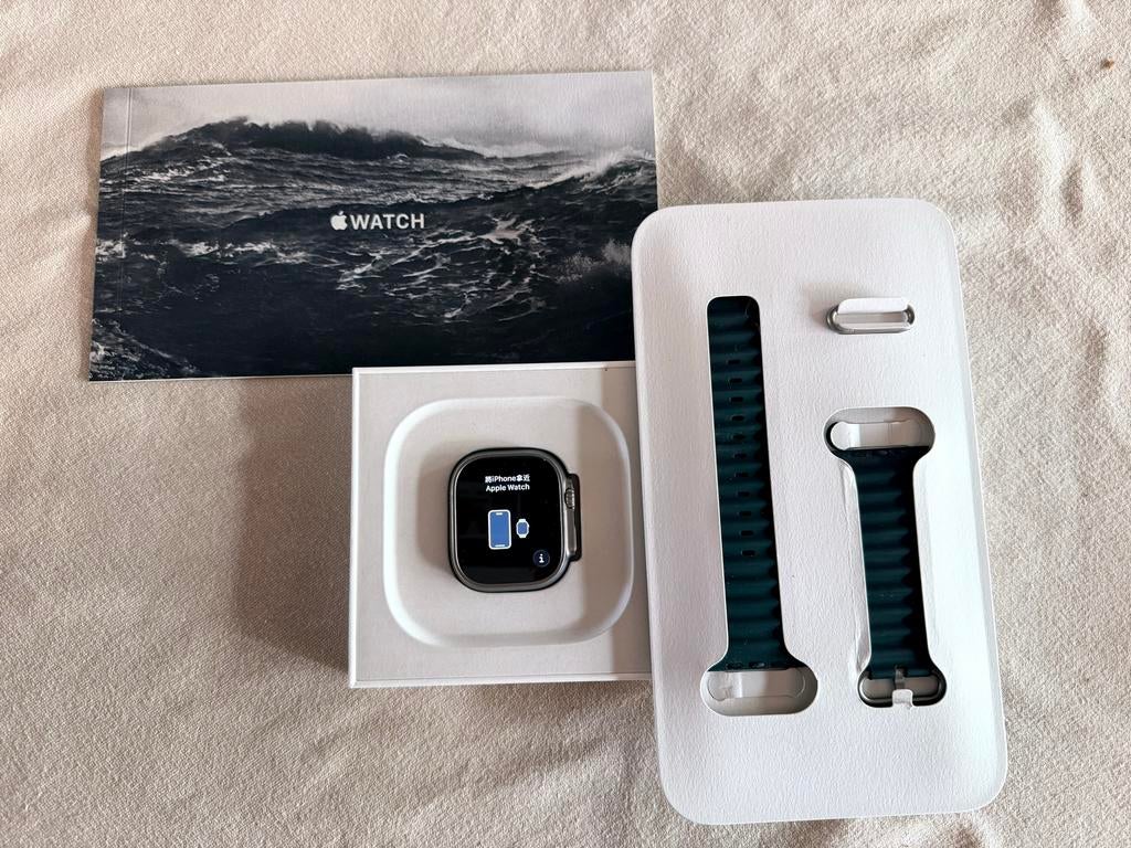 Apple Watch Ultra 49MM Titanium Case Midnight Ocean Band, Ophalen, Gedragen, Overige kleuren