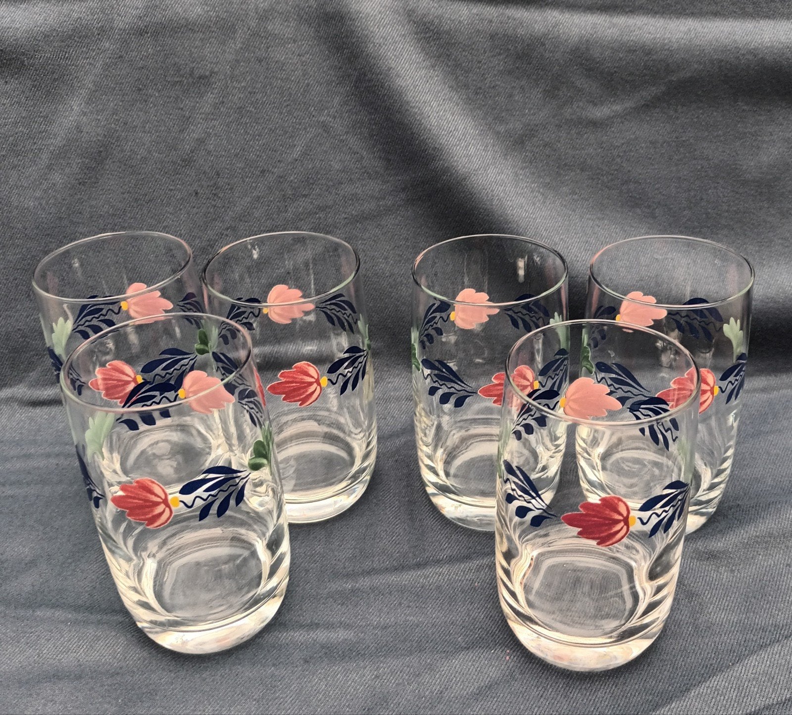 Boerenbont limonadeglas.                            Per-stuk, Ophalen of Verzenden