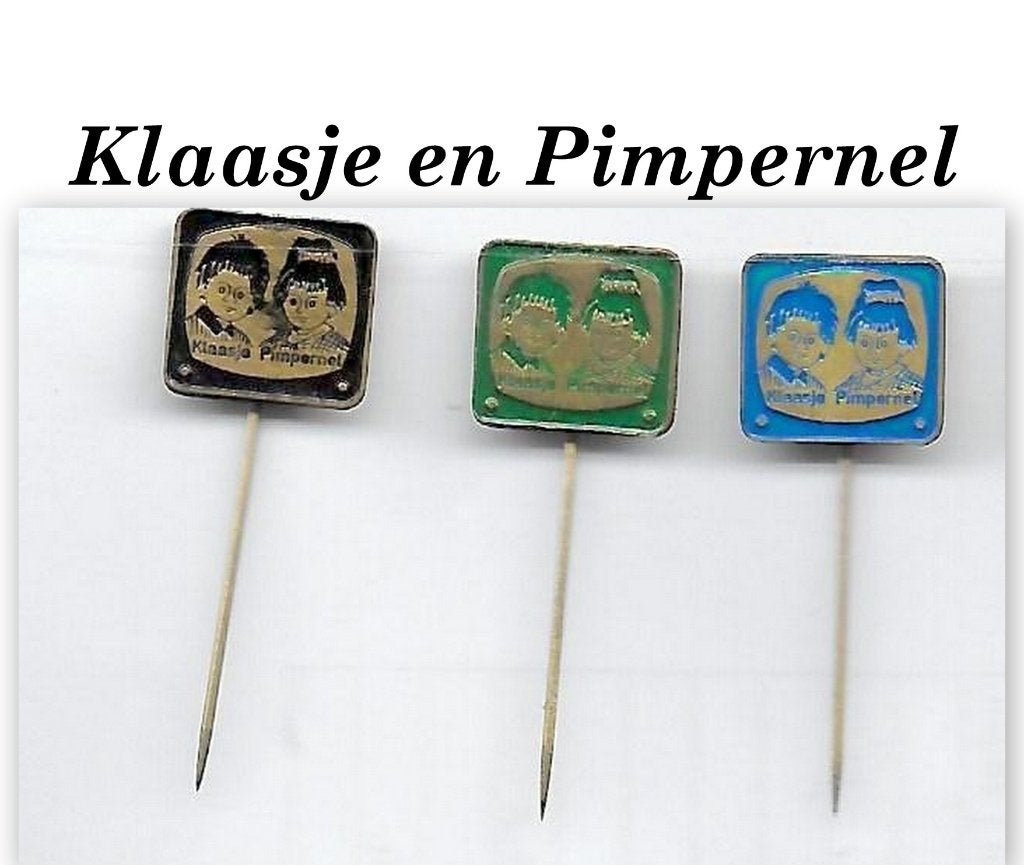 sp200 drie speldjes van Klaasje en Pimpernel, Ophalen of Verzenden, Gebruikt, Overige onderwerpen, Speldje of Pin