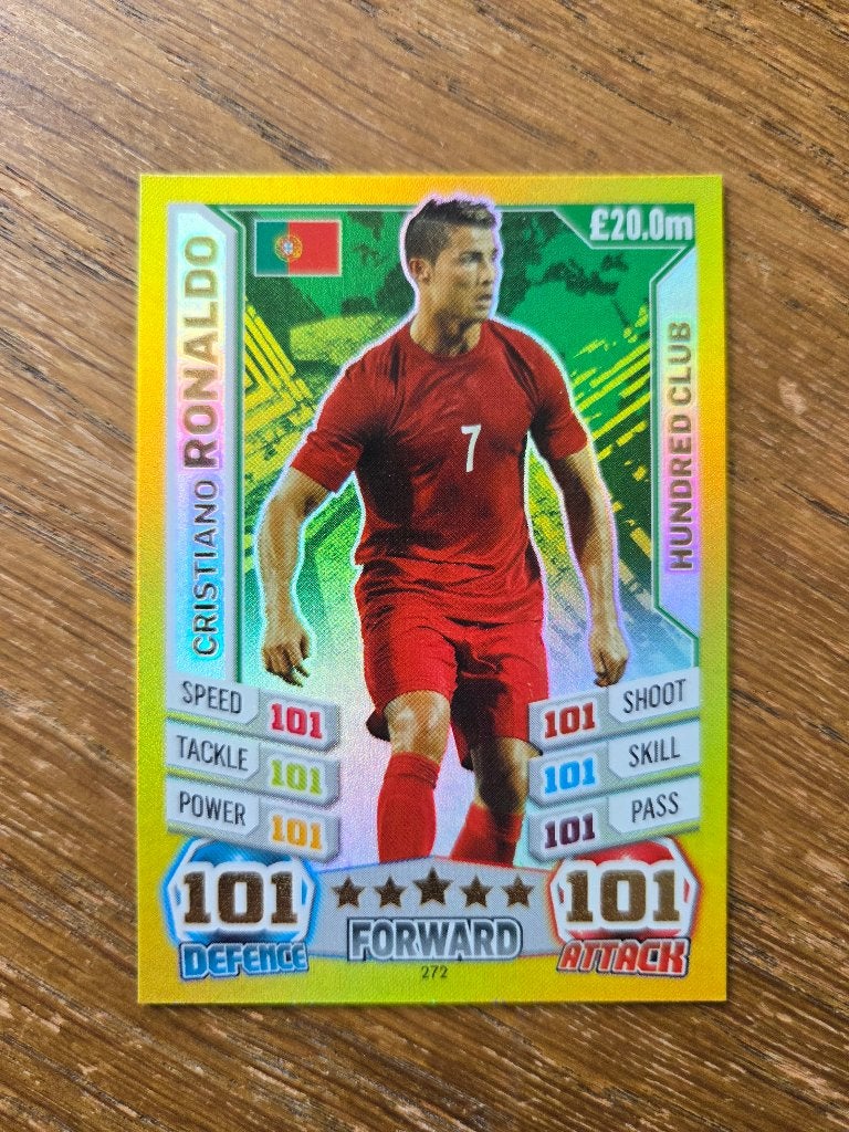 Cristiano Ronaldo #272 Portugal 100 Club Topps FIFA 2014, Ophalen of Verzenden, Zo goed als nieuw, Losse kaart, Foil