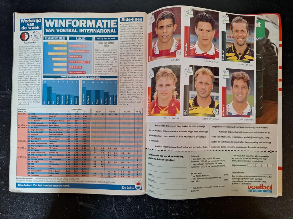 Oude Voetbal International (1995) met stickers, Verzamelen, Sportartikelen en Voetbal, Ophalen of Verzenden, Zo goed als nieuw