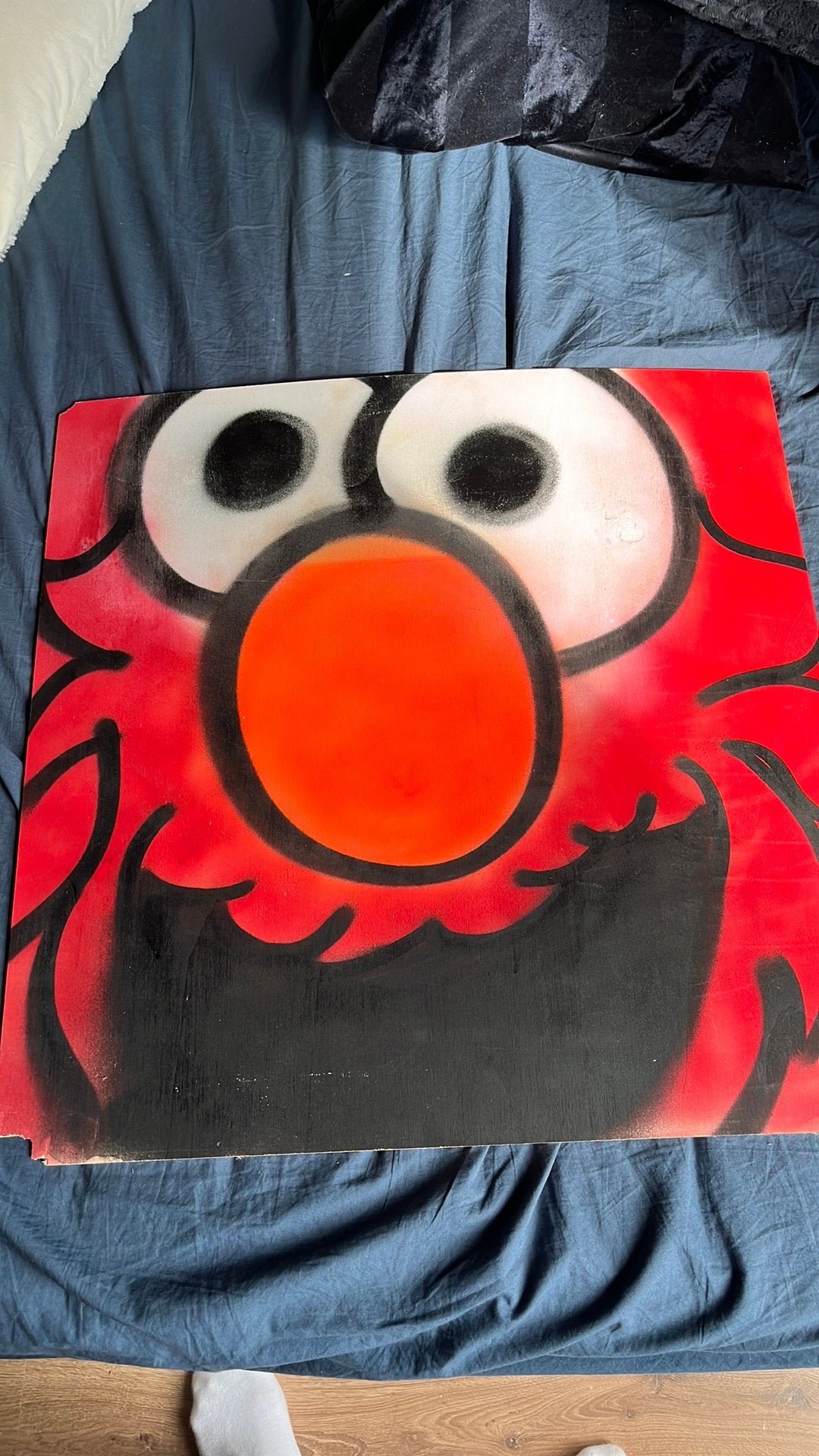 Graffiti bord met Elmo (ophalen), Antiek en Kunst, Ophalen of Verzenden