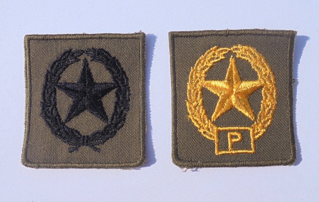 Setje borstemblemen bekwaamheidsembleem Schutter PISTOOL, Ophalen of Verzenden, Landmacht, Nederland, Embleem of Badge