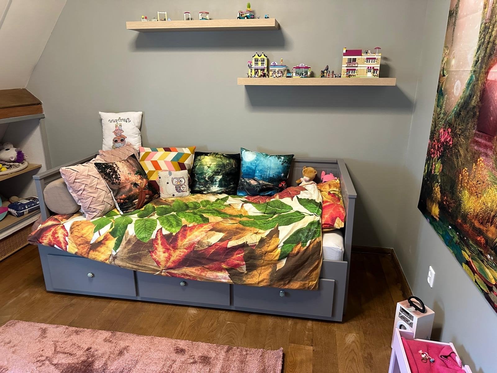 Uitschuifbare bedbank met 3 lades - Grijs, Eenpersoons, Ophalen of Verzenden, 80 cm, 200 cm