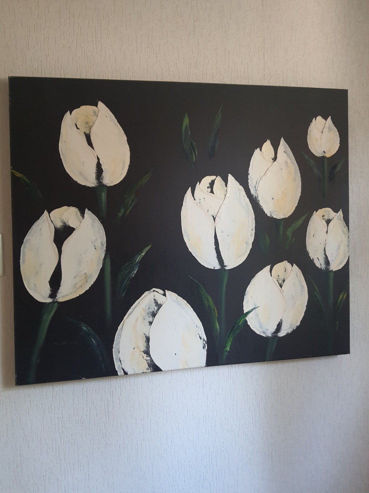 GROOT TULPEN SCHILDERIJ 1.20X 1.00..HANDGESCHILDERD, Antiek en Kunst, Ophalen