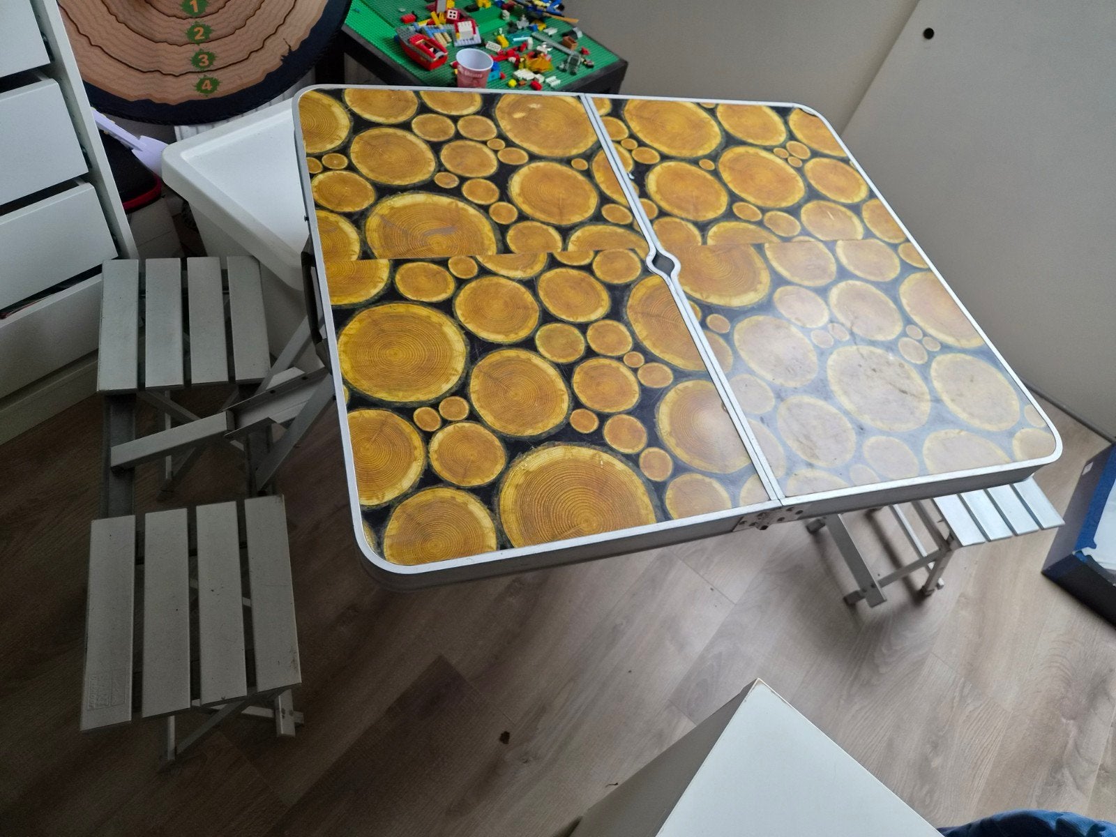 Lichtgewicht Inklapbare Picknicktafel met Houtlook, Caravans en Kamperen, Ophalen, Gebruikt