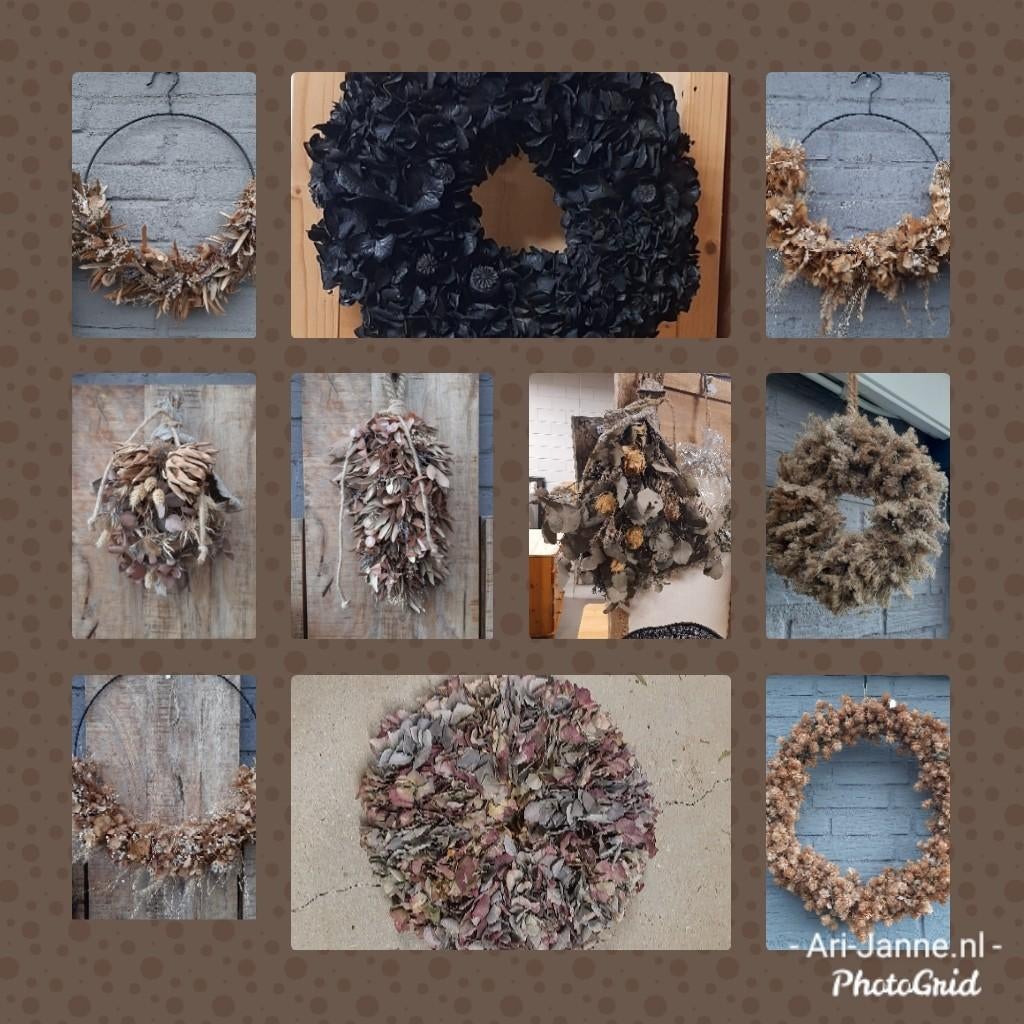 OP=OP! 30% KORTING! Droogbloemen decoraties,krans,toef,ring, Huis en Inrichting, Nieuw, Ophalen of Verzenden, Gemaalweg 12b Rutten