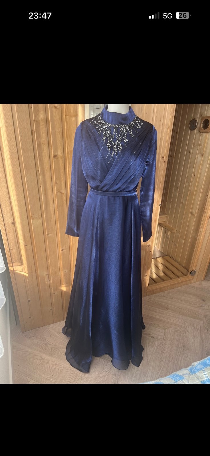 Galajurk avondjurk abiye hijab, Kleding | Dames, Ophalen of Verzenden, Zo goed als nieuw, Blauw, Galajurk