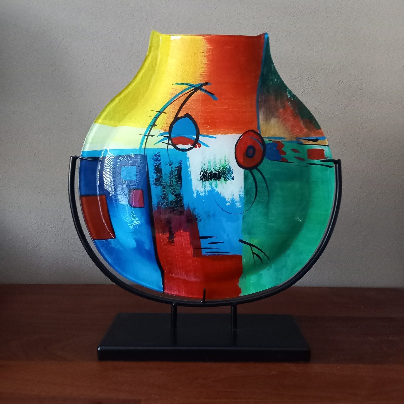 Abstracte glazen vaas op standaard - Kleurrijk kunstwerk, Ophalen