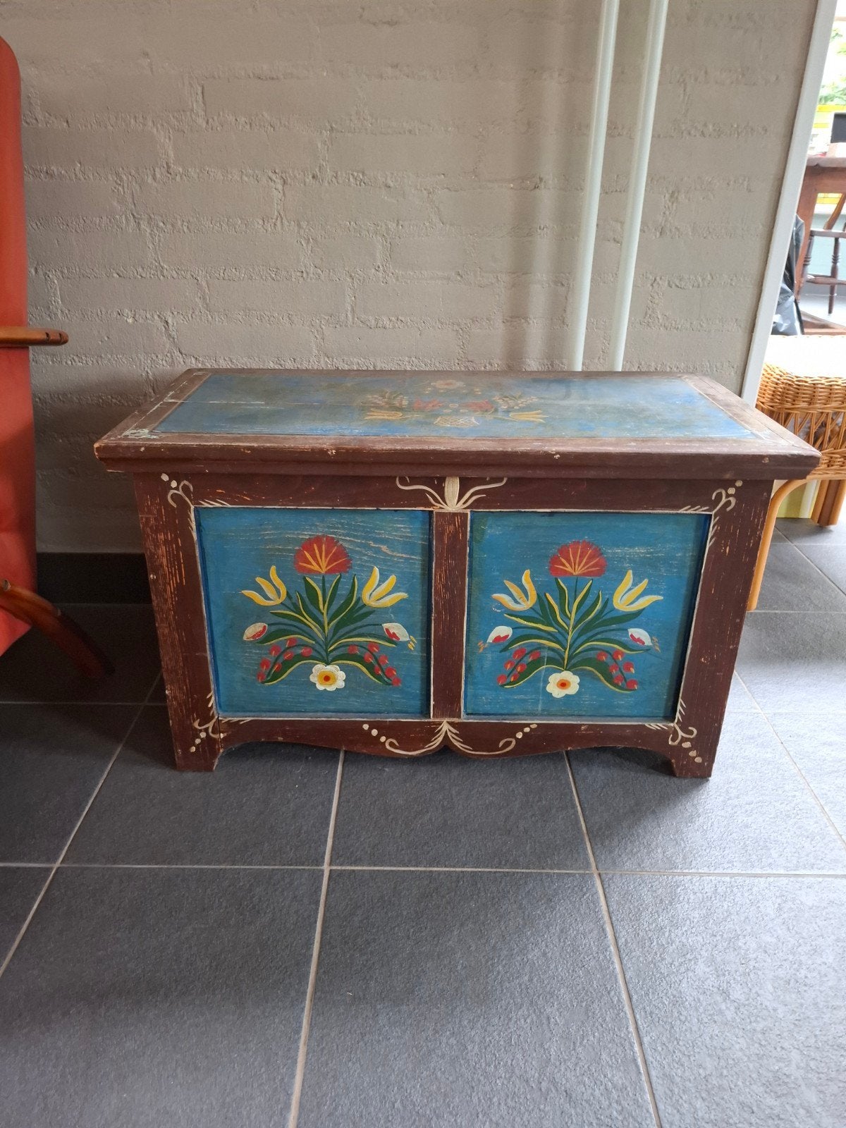 Antieke beschilderde kist, Antiek en Kunst, Ophalen