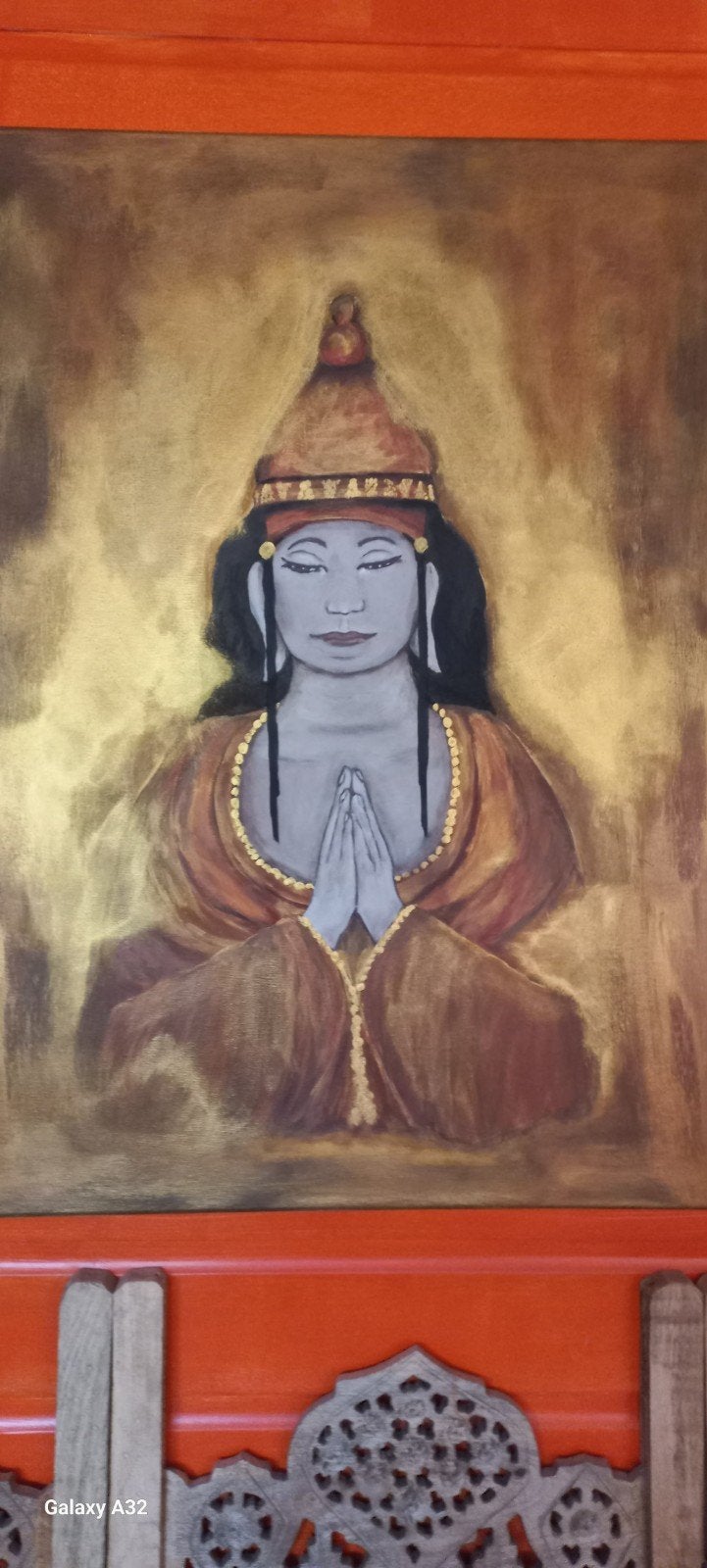 Handgeschilderd Schilderij Boeddha 55x75 cm Bieden, Ophalen of Verzenden