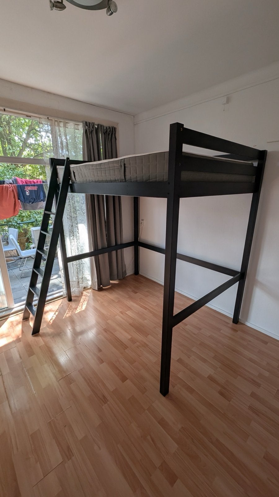 IKEA Stora hoogslaper 140x200 met matras, Ophalen, Gebruikt, Zwart, Tweepersoons
