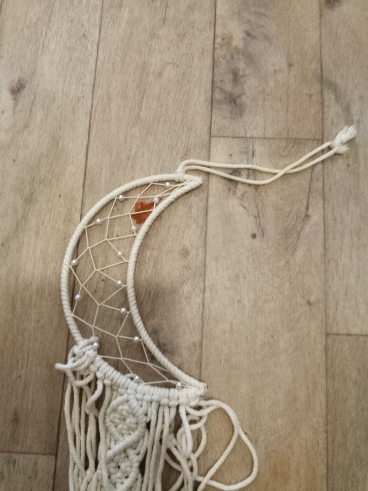 Maan dromenvanger met kraaltjes erin ongeveer 25 cm wit, Ophalen of Verzenden, Minder dan 2 meter