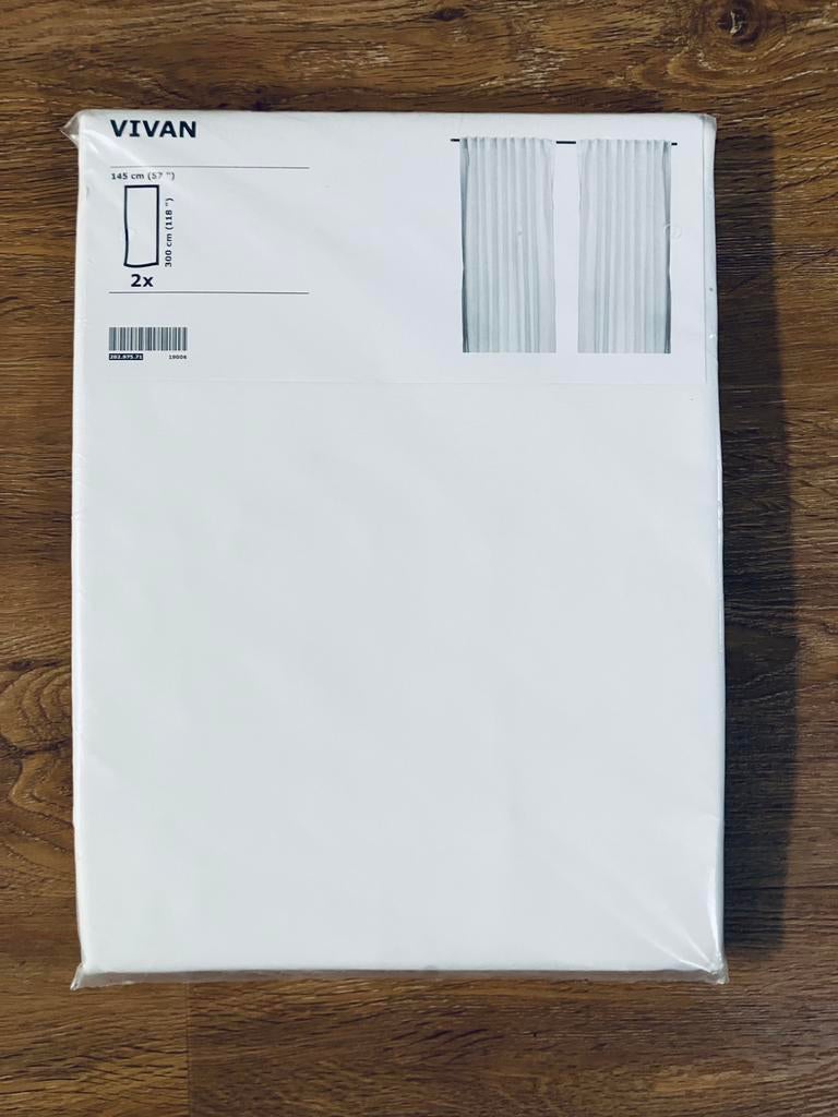 2 IKEA VIVAN Gordijnen - 145x300 cm - Wit - nieuw, 100 tot 150 cm, 200 cm of meer, Wit, Nieuw
