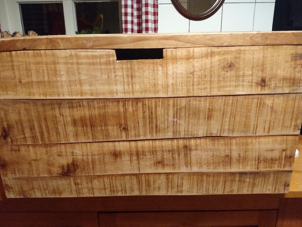 Teakhouten kist 37 bij 37 bij 67cm met deksel. Bekijk ook mi, Ophalen, Minder dan 50 cm, 50 tot 100 cm, Teakhout