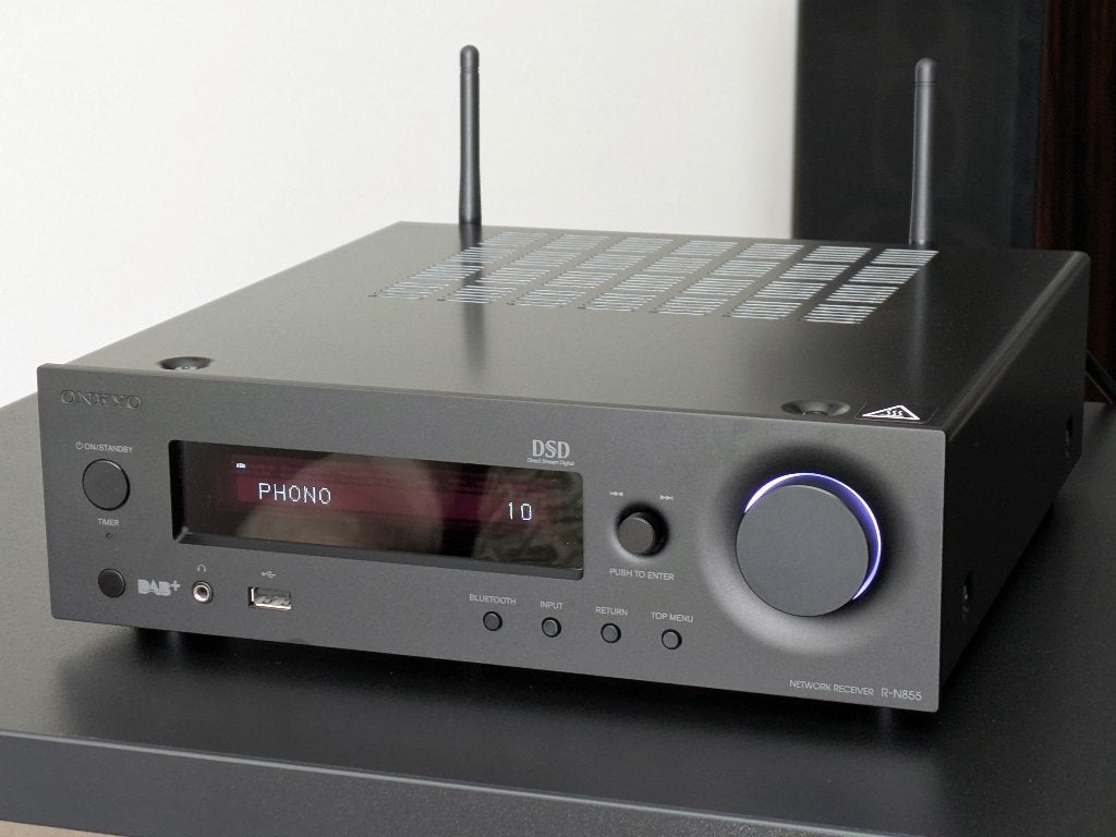 Onkyo R-N855, netwerk stereo receiver met Bluetooth, Gebruikt, Ophalen of Verzenden, 60 tot 120 watt, Stereo