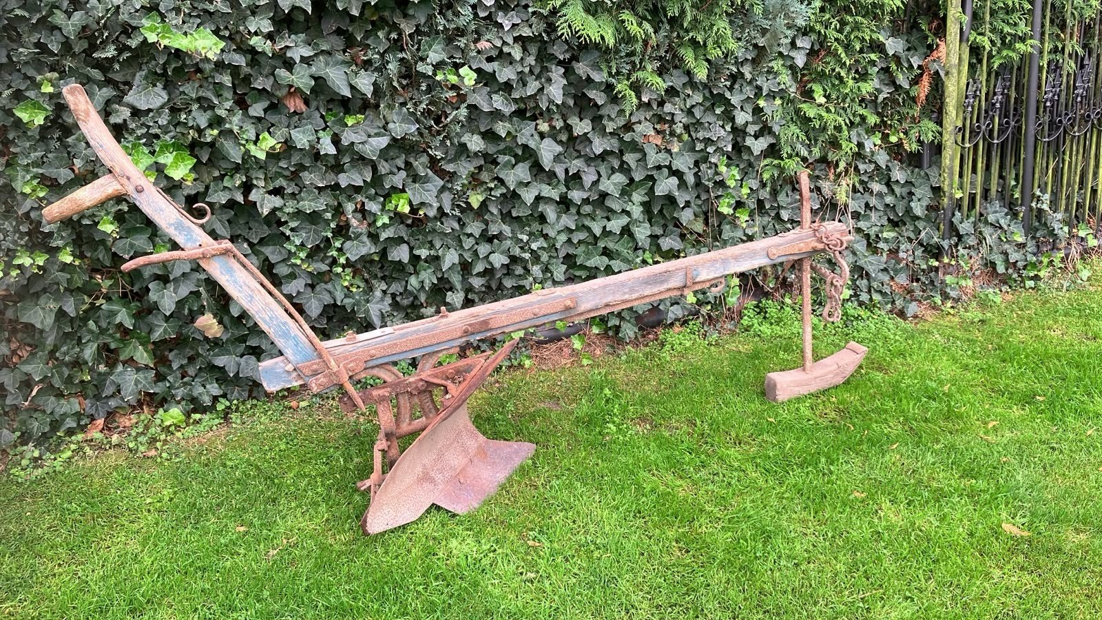 Antieke houten ploeg (melote) - Decoratief landbouwwerktuig, Ophalen