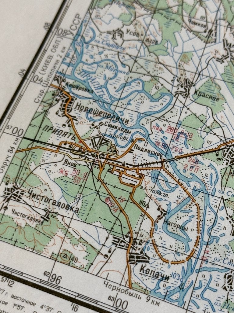 Herdruk. Kaart van Pripjat, Kerncentrale Tsjernobyl, 1977, Onbekend, Nieuw, Landkaart, 1800 tot 2000