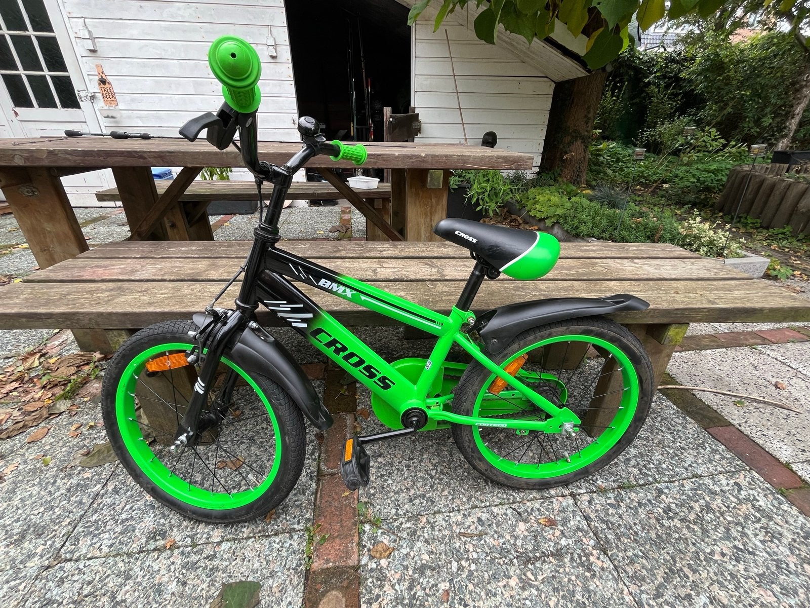 BMX Cross 18 inch - Zwart/Groen, Ophalen, Terugtraprem, 16 tot 20 inch, Staal