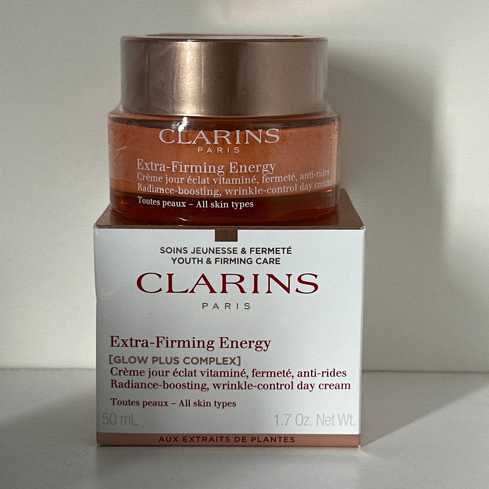Clarins Extra-Firming Energy Wrinkle-Control Day Cream 50 ml, Ophalen of Verzenden, Nieuw, Gehele gezicht, Verzorging