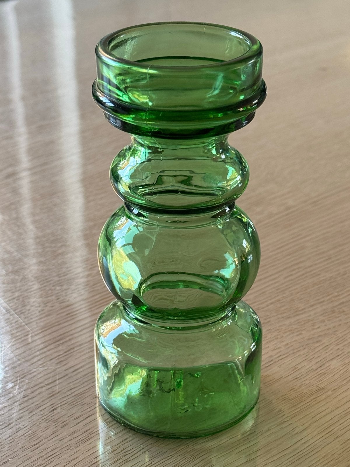 Vintage Italiaanse groene glazen kandelaar/vaas, Ophalen of Verzenden, Glas