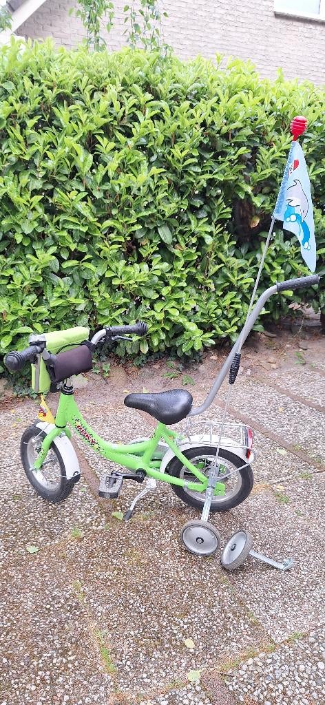 Puky 12 inch fiets met steunwieltjes en duwstang, Ophalen, Terugtraprem, Puky, Verstelbare zitting