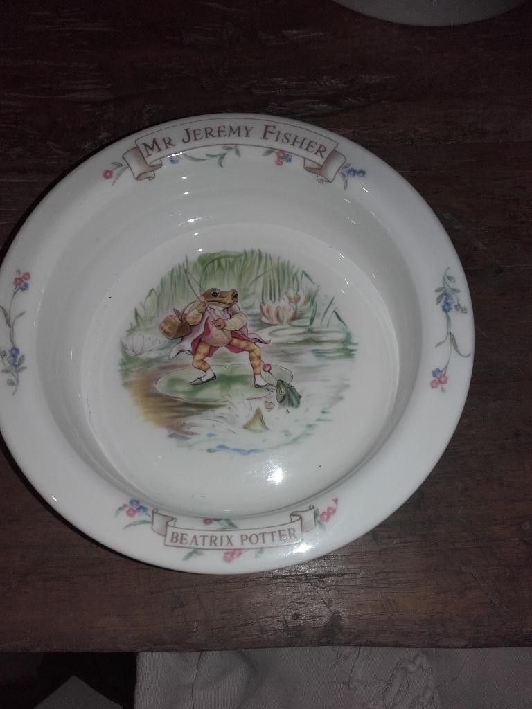 Beatrix Potter Jeremy Fisher bordje, Ophalen of Verzenden, Zo goed als nieuw, Porselein, Bord of Schaal