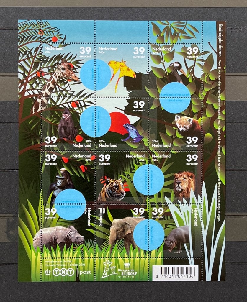 NL 2006 Postfris Bedreigde Dieren Blijdorp, Postzegels en Munten, Ophalen of Verzenden, Postfris, Dier of Natuur