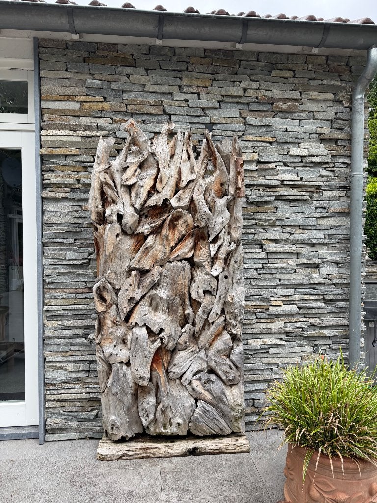 Tuinscherm wortel scherm scheidingswand teak 216 x 100 cm, Ophalen, Gebruikt