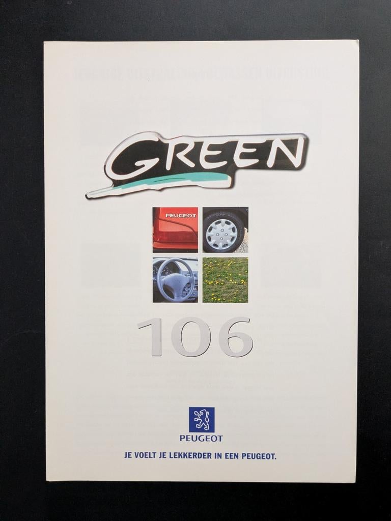 Brochure PEUGEOT 106 Green, Ophalen of Verzenden, Zo goed als nieuw, Peugeot