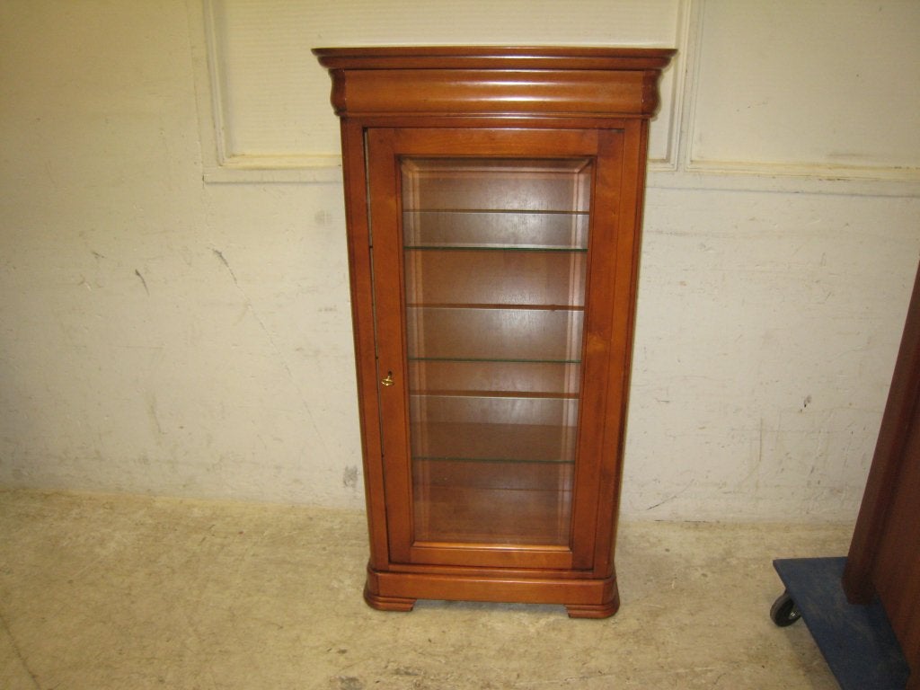 Klassieke kersenhouten vitrinekast, hoog 134, breed 70, diep, Niet ingevuld, Gebruikt, Niet ingevuld, Niet ingevuld