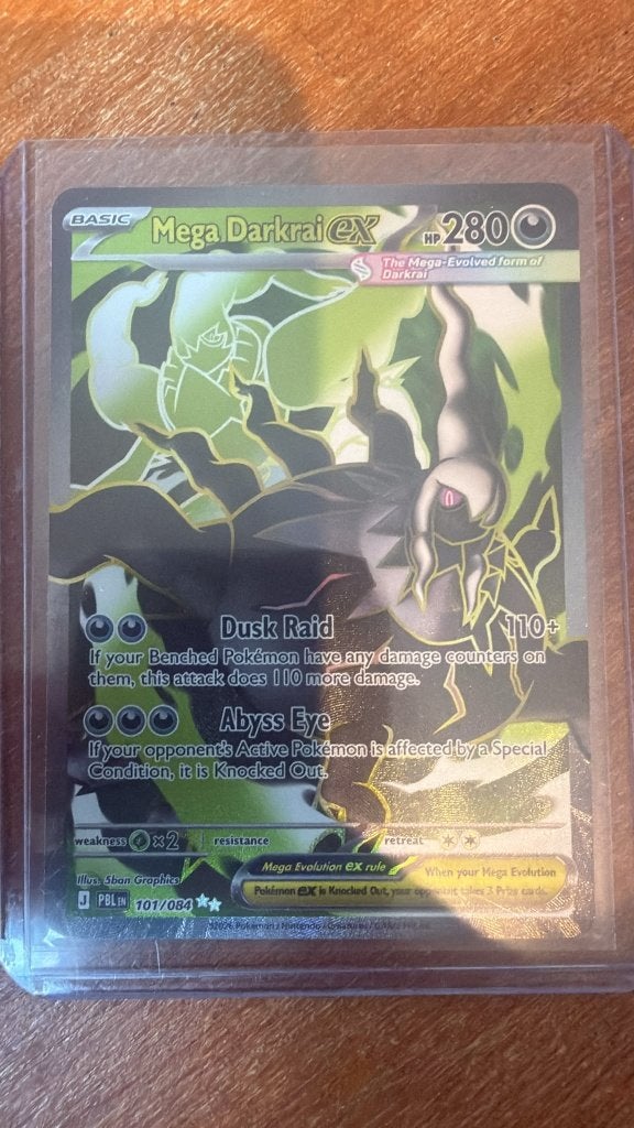 Mega Darkrai EX 101/084 Pokémon kaart, Ophalen of Verzenden, Zo goed als nieuw, Losse kaart, Foil