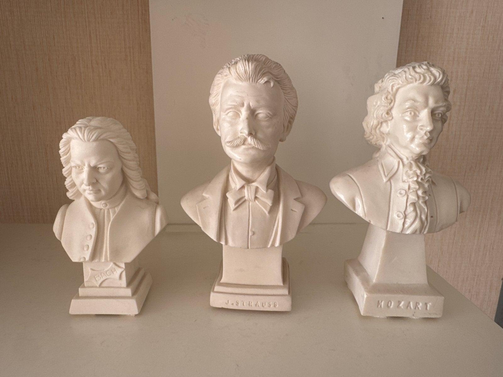Set van 3 bustes van klassieke componisten, Antiek en Kunst, Minder dan 20 cm, Gips, Buste, Ophalen of Verzenden