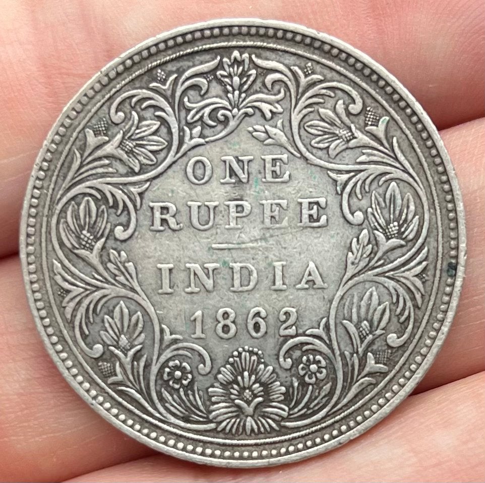 Nette Rupee Brits India Queen Victoria 1862 zilver, Ophalen of Verzenden, Zuid-Azië, Losse munt, Zilver
