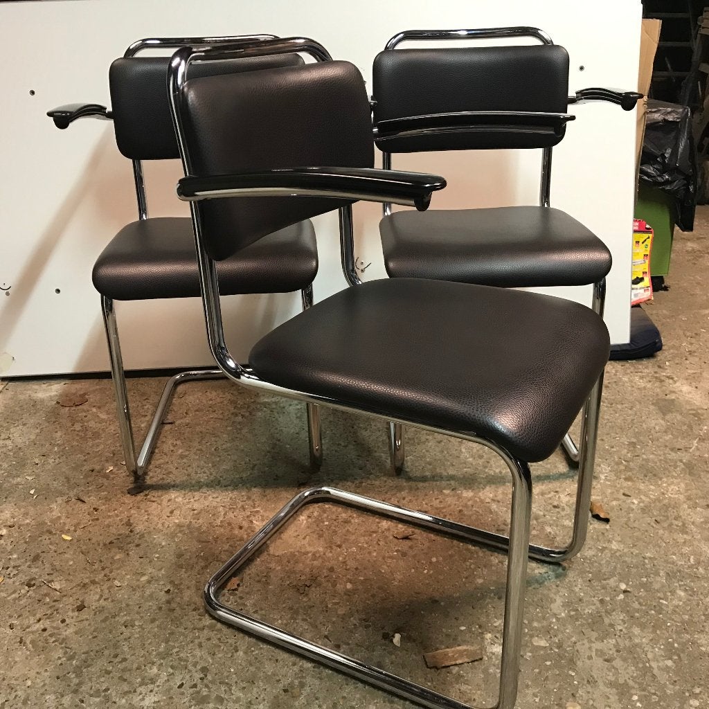 3 Dutch Originals Gispen 201 chair stoel stoelen Design, Ophalen, Gebruikt, Bruin, Leer