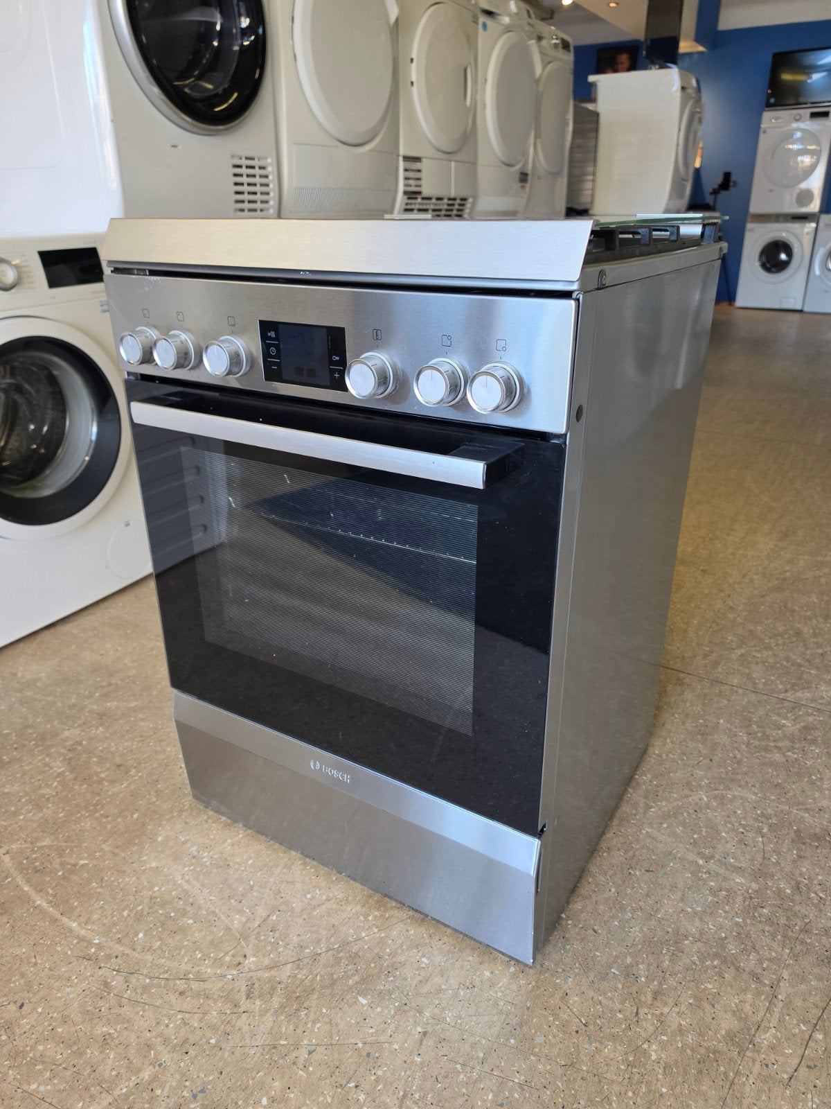 Bosch 4 pits gasfornuis | Rvs | Hete lucht oven | Garantie ✅, Bosch, Jirnsum, 60 cm of meer, Zo goed als nieuw