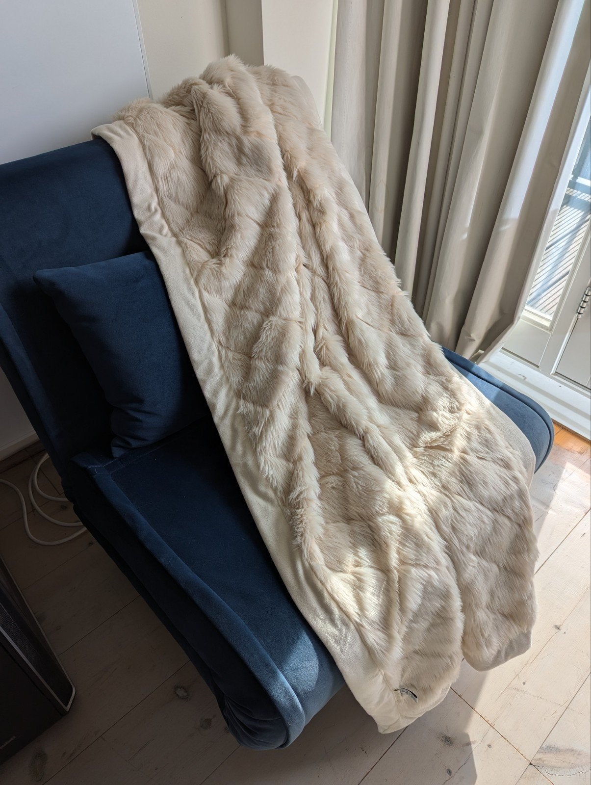 Riviera Maison faux fur cream throw, Verzenden, 130 cm, Beige, 170 cm