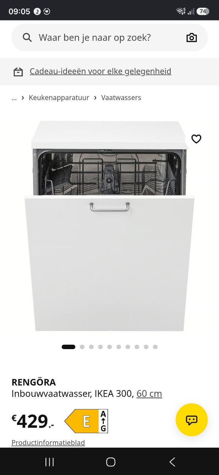 IKEA RENGÖRA 300 INBOUW VAATWASSER +- 2 JAAR&IKEA SLEEPDEUR, Ophalen, Minder dan 85 cm, Minder dan 10 liter, Inbouw