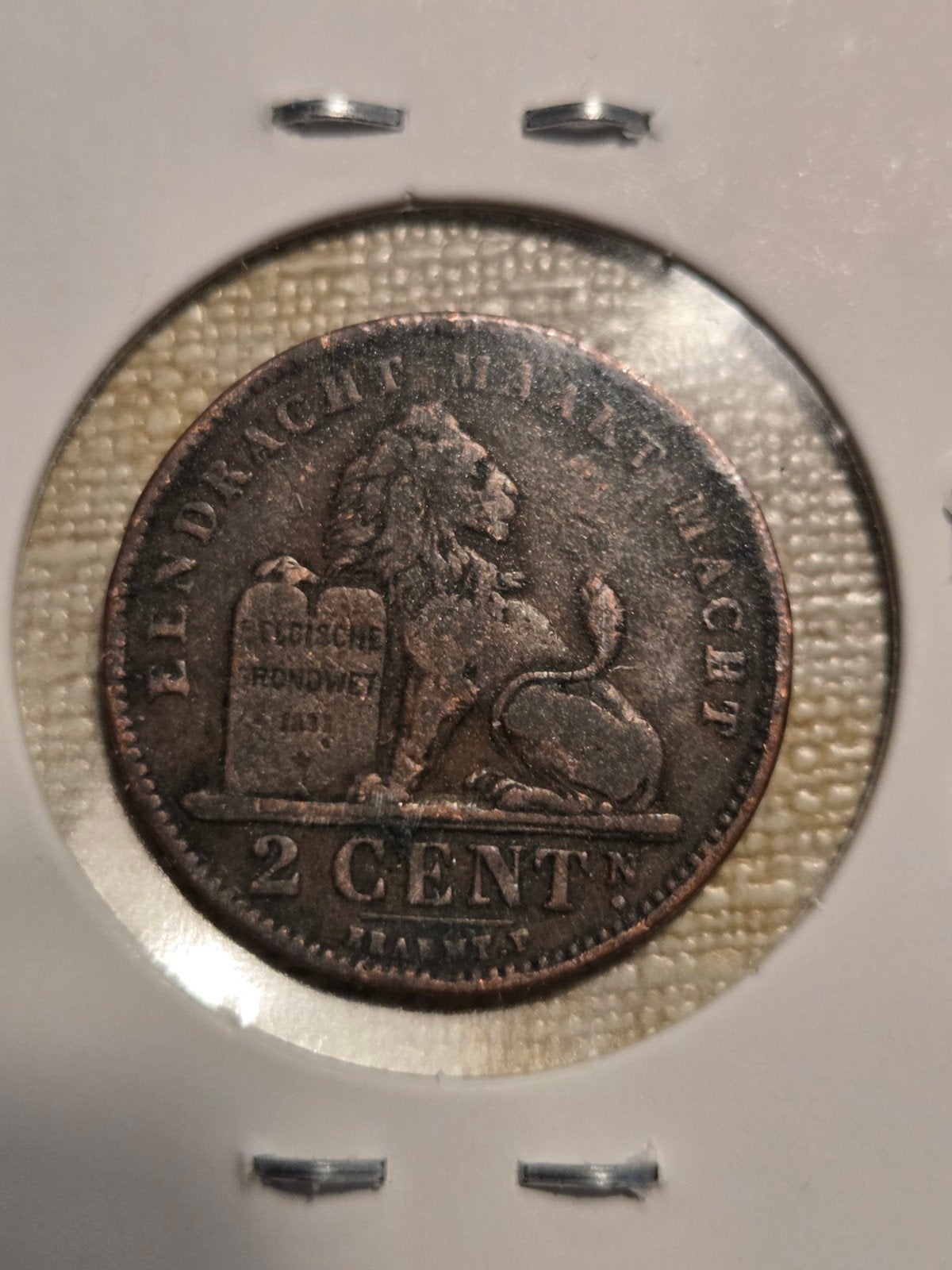 Belgische 2 Cent Leopold II munt 1905, Postzegels en Munten, Ophalen of Verzenden, Brons, Losse munt