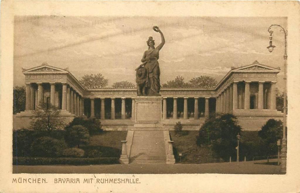 381-418-019 Munchen Bavaria mit Ruhmeshalle, Verzenden, Voor 1920, Duitsland