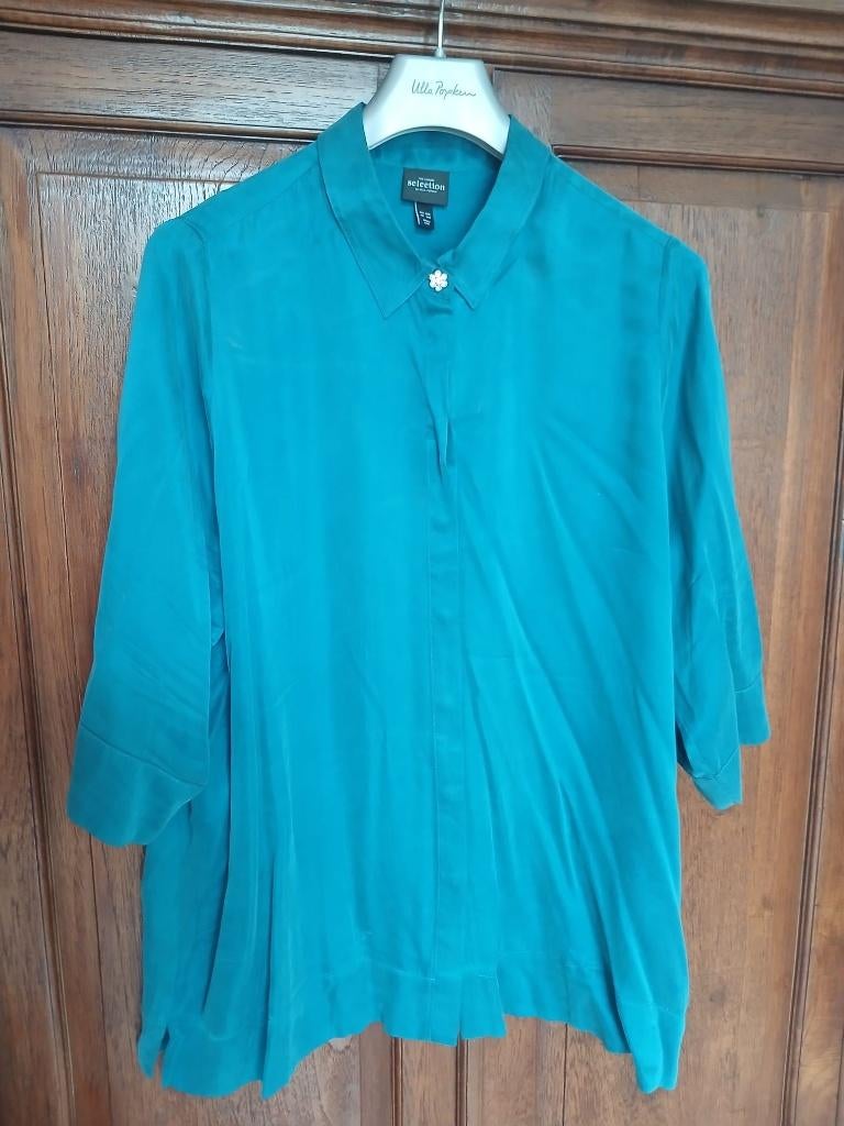 Chique Blouse Ulla Popken Turquoise  Maat 46 / 48, Kleding | Dames, Overige kleuren, Maat 46/48 (XL) of groter, Ulla Popken, Ophalen of Verzenden