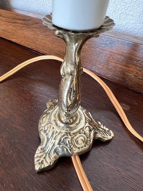 Antiek kandelaar lampje (hoogte zonder lamp 15 cm), Ophalen of Verzenden, Koper of Brons