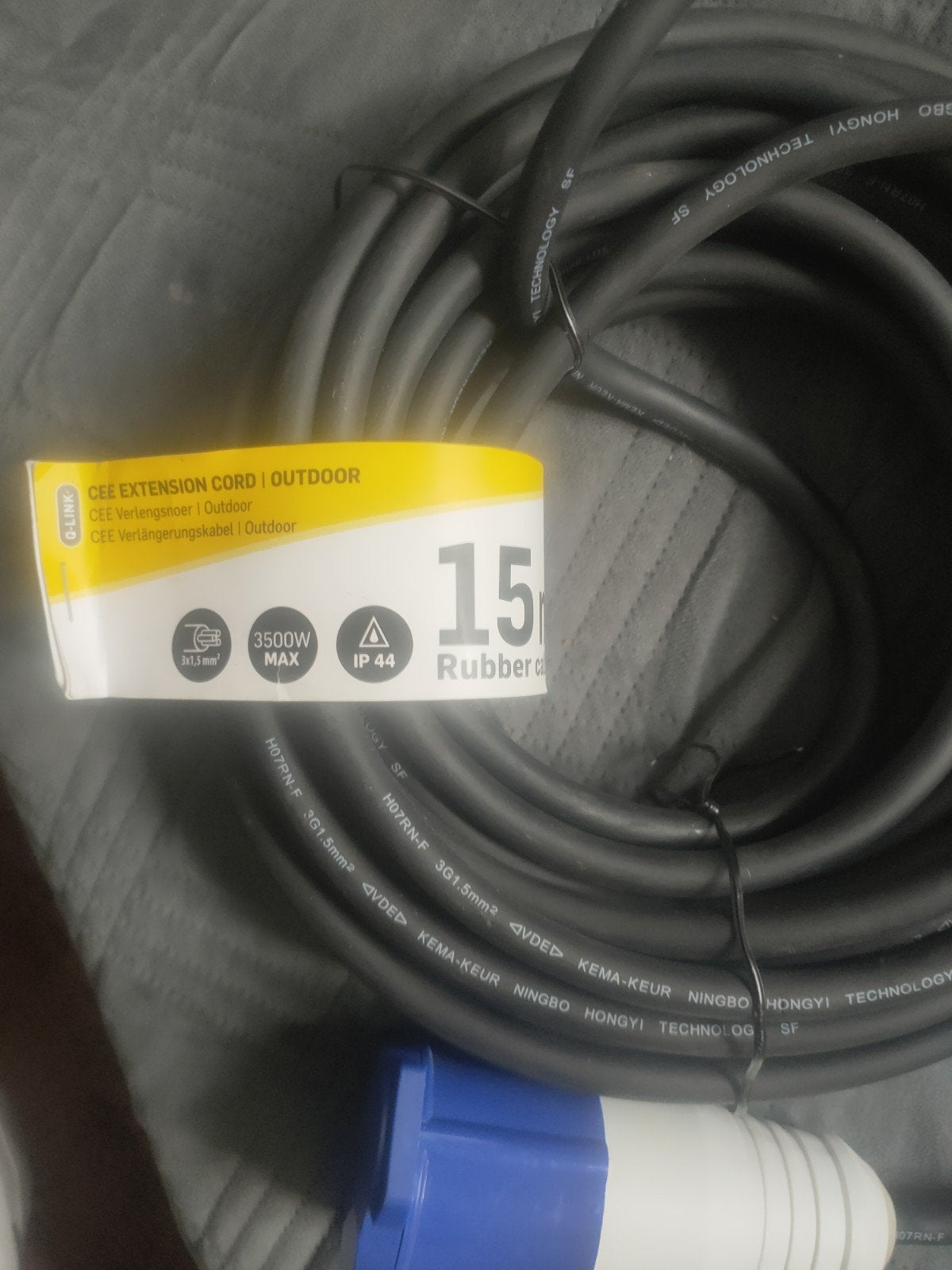 Caravankabel 15m 3G1.5mm² 3500W IP44, Caravans en Kamperen, Caravan accessoires, Ophalen of Verzenden, Nieuw